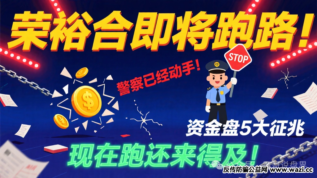 【荣裕合】即将跑路！警察已经动手！资金盘5大征兆，现在跑还来得及！