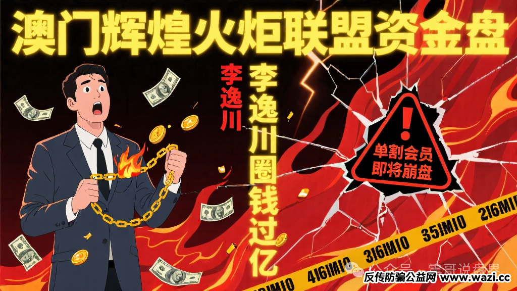 【澳门辉煌火炬联盟】资金盘,李逸川圈钱过亿,单割会员即将崩盘