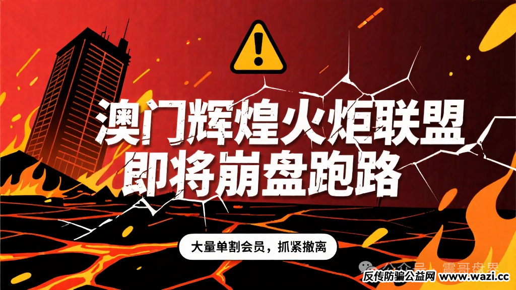 【澳门辉煌火炬联盟】即将崩盘跑路,大量单割会员,抓紧撤离!